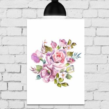 Imagem de Placa Decorativa MDF Floral Aquarela 30x40 - Quartinhos