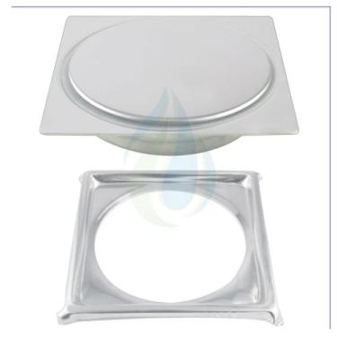 Imagem de Ralo Inteligente Click 10x10 cm para Banheiro Inox Cromado Quadrado + 