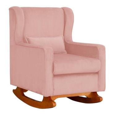 Imagem de Poltrona Decorativa Aurora Balanço Vovo Veludo Rosa - FM - Fina Mobíli