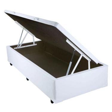 Imagem de Base Cama Box Baú Solteiro Corino Branco 43x88x188