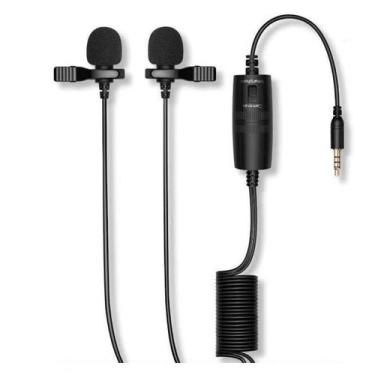 Imagem de Microfone Lapela Duplo P/ Câmeras/Smartphones Cabo 4.2m t - Soleste