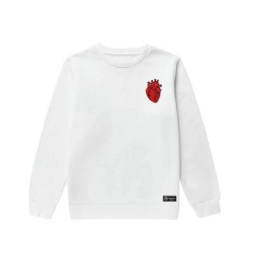Imagem de Blusão Moletom Infantil Coração Personalizado sem Capuz gola Redonda -