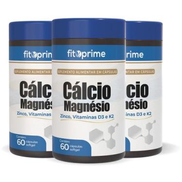 Imagem de Kit 3 Cálcio Magnésio e Zinco com Vitaminas D3 e K2 60 Cápsulas Fitopr