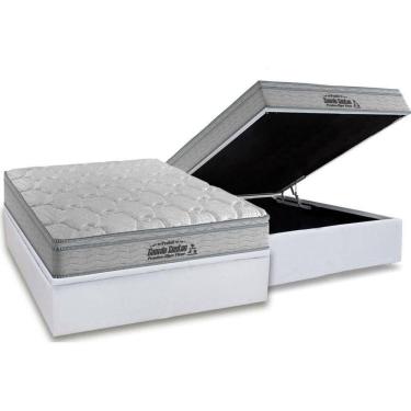 Imagem de Cama Box Baú Casal: Colchão Espuma Probel D40 Premium Hiper Firme Euro Pillow + Base White(138X188)