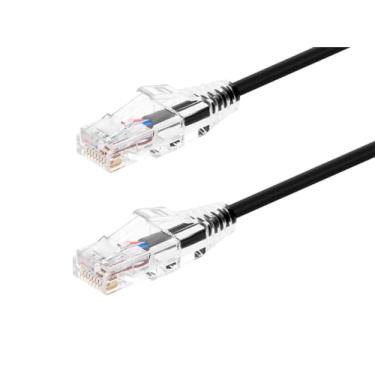 Imagem de Monoprice Cabo Ethernet Cat6 – 7,6 m – Preto | RJ45 Stranded 550 MHz UTP CMR Riser Classificado Fio de cobre puro 28 AWG – Série SlimRun