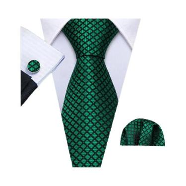 Imagem de Conjunto de Gravata e Abutões Masculinos - Verde Menta, Cerceta, Oliva