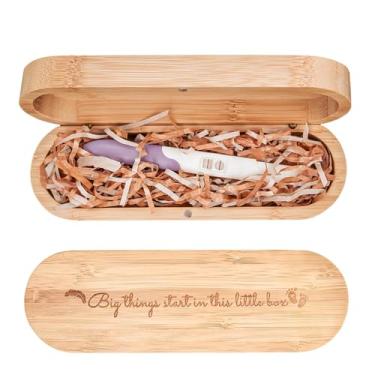 Imagem de BeeGreeny Caixa de lembrança de teste de gravidez de madeira, anúncio surpresa de gravidez para marido e avós, ideias de revelação de bebês para avós, marido, caixa de presente com ráfia (anúncio
