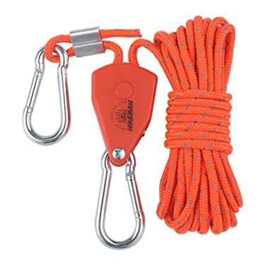 Imagem de predolo Polia Catraca Cabide de Engrenagem Refletiva Reforçada E Mosquetão para de Toldos, 4mm 4m Laranja