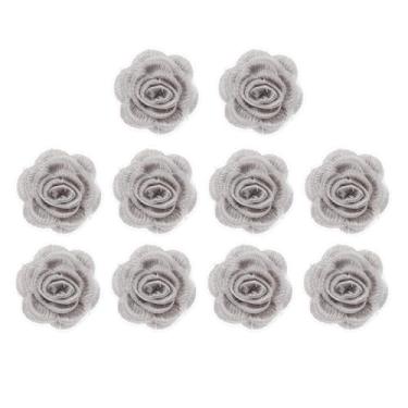 Imagem de PATIKIL 10 apliques de bordado de renda floral, bordado em 3D com aplique de organza para roupas, vestido de casamento, faça você mesmo, artesanato, cinza