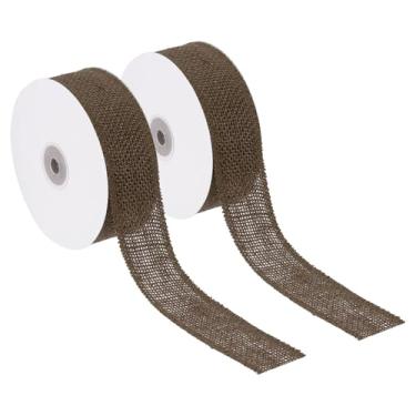 Imagem de PATIKIL Fita de serapilheira de 3 cm de largura, 2 peças de tecido de juta natural para embrulhar presente para festa, casa, decoração de laço, casamento, Natal, marrom