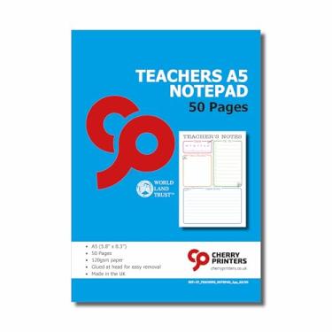 Imagem de Bloco de notas Cherry Teachers A5 | 50 páginas | Papel 120gsm | Colado na cabeça para facilitar a remoção | Perfeito para anotações e listas de tarefas