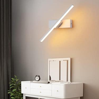 Imagem de 330°Rotativo LED Lâmpada De Parede Moderno Estilo Nórdico Longo Luzes De Parede Alumínio Interno Arandela Para Lâmpada De Cabeceira Sala De Estar Escadas(60cm, 12W,White with Plug, 3 Colour Light)