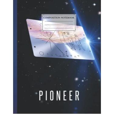 Imagem de Composition NoteBook : Pioneer 10 metal plaque| 8.5 x 11 In | 110 Pages Galaxy Planet Cute Cosy Winter VaSpaceion Christmas Skiing Village For Children Girls Boys Kids Teens Adults