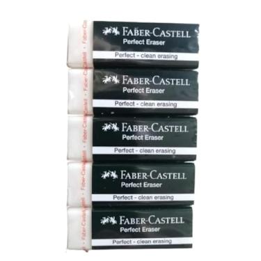 Imagem de Faber-Castell Conjunto de borracha de lápis branco extra macio e grande, sem poeira, excelente apagamento para escritório de desenho de arte para crianças escolares, 6,15 x 0,9 x 0,5 polegadas (pacote com 5)