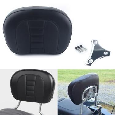 Imagem de FINMOKAL Black Sissy Bar almofada traseira do encosto do passageiro com suporte cromado para Harley Touring modelo 1997-Up (P/N 52300324, 52627-09, 52933-97b, 52805-97B, 52723-06, 5230057, 52300258)
