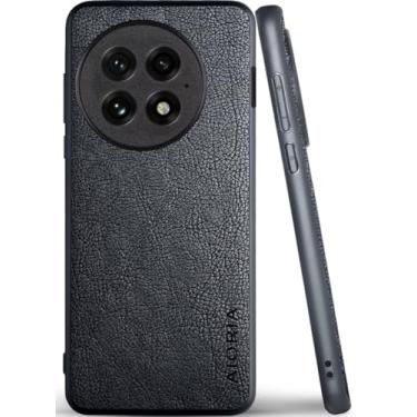 Imagem de AIORIA Capa para Oneplus 13 5G, capa de couro PU premium com tela de 6,8 polegadas, design retrô de negócios, capa protetora completa para oneplus 13 5G (preto)