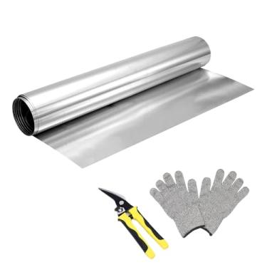 Imagem de Rolo de alumínio piscante para telhado, 61 cm x 1,5 m, painéis de teto de alumínio de 0,3 mm de espessura para vedação de portas de janelas, tapume, prevenção de manchas de telhado e musgo