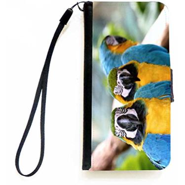 Imagem de Rikki Knight Capa carteira flip papagaios azul e amarelo para iPhone 5c da Apple com aba magnética