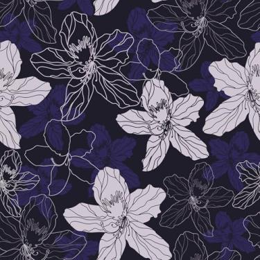 Imagem de CRE8TIVE Papel de parede floral branco azul para quarto de banho 30,5 x 299,7 cm papel de contato azul autoadesivo para armários e gavetas impermeável removível para locatário mural de papel de parede