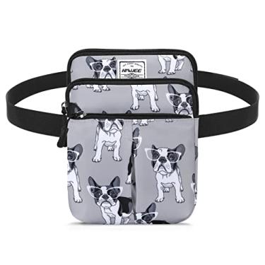 Imagem de HAWEE Bolsa de cintura para mulheres e homens, bolsa transversal para celular, alça de ombro ajustável, bolsa de viagem, quadril, multifuncional, moderna, pochete repelente de água, Cão, one size