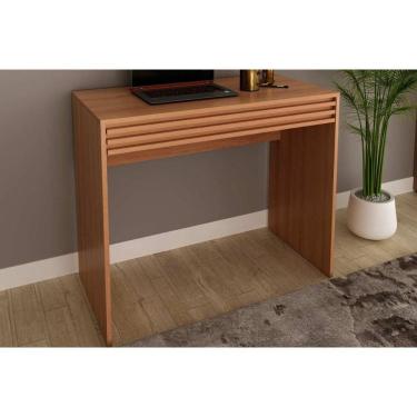 Imagem de Mesa Computador Escrivaninha c/ 1 Gaveta Ripada ME4173 Amêndoa - Tecno Mobili