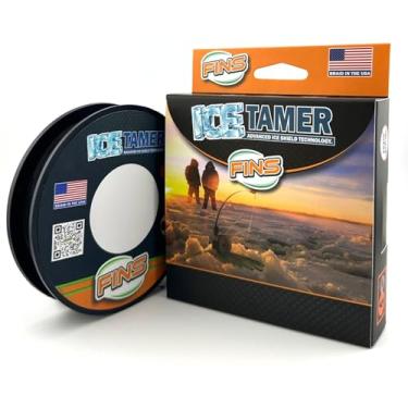 Imagem de FINS Icetamer Ice Fishing Trança - Feita nos EUA - Zero Absorção de Água, Desempenho Sub-Zero, Sem Problemas de Gelo, Alta Resistência ao nó, Micro Diâmetro, Perfil Redondo - Preto - 13,6 kg - 150 m
