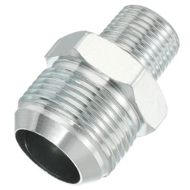 Imagem de PATIKIL Conectores de mamilo redutores hexagonais Adaptador de tubo 1-5/40.6 cm macho 37° Flare JIC x 1/5.1 cm macho NPT, adaptador de bocal redutor de encaixe de tubulação Encaixe hidráulico de aço