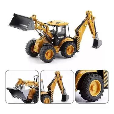 Imagem de Miniatura Trator Escavadeira 1704 1:50 Huina Metal, Amarelo