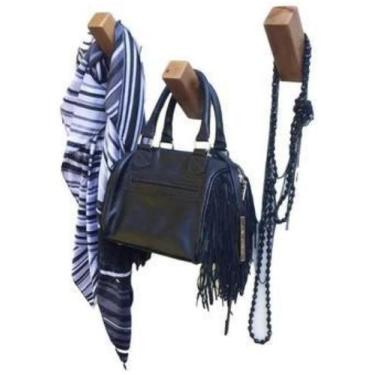 Imagem de Cabideiro Parede Madeira Artesanal 3 Pinos 4x12cm - Loja Do Pinho