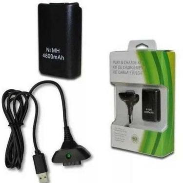 Imagem de Kit Cabo Carregador Com Bateria Controle Xbox 360 7600Mah