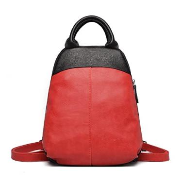 Imagem de Mochila feminina bolsas de moda mochilas de couro de qualidade para meninas adolescentes bolsa de ombro escolar feminina(Red)