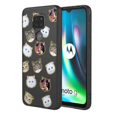 Imagem de KOARWVC Capa de celular para Moto G9 Play, capa para Moto G9, capa para Moto E7 PLUS XT2081-1 XT2083-1 capa com design de padrão de gato fofo capa protetora fina de TPU macio para Motorola Moto G9