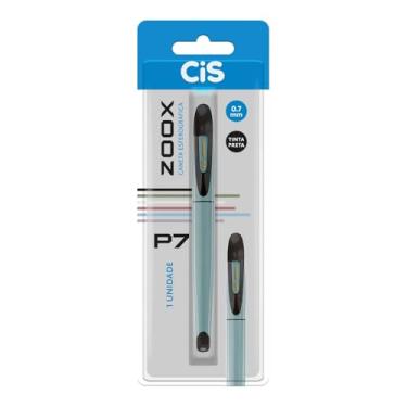Imagem de Caneta Esferográfica CIS Zoox P7, Azul (Tinta Preta), Blister com 1 unidade