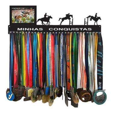Imagem de Porta Medalha Hipismo Portaretrato Para Até 100 Medalhas - QUADRO DE M