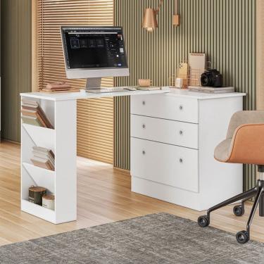 Imagem de Cômoda 3 Gavetas com Mesa Giratória Branco - Qmovi