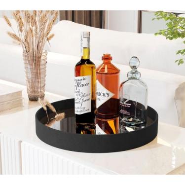 Imagem de Bandeja Decorativa JB Andiroba Várias Cores Espelhada Redonda Porta Ob