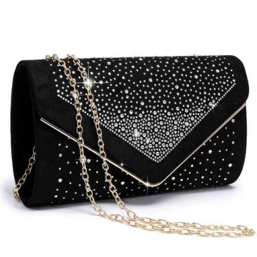 Imagem de Bolsa de noite Dasein Rhinestone Faux Suede Clutch para mulheres