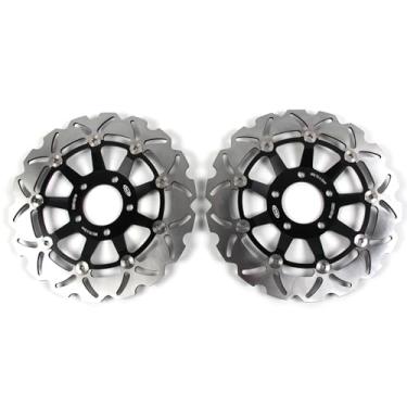 Imagem de 1 par de discos de freio dianteiros flutuantes de rotores compatíveis com Suzuki GSX 400 IMPULSE 1986-1993, GSX400 IMPULSE (JAPÃO) 1994-1999, GSX400 INAZUMA 2000, peças pretas de acessórios de