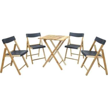 Imagem de Conjunto 5 Peças Mesa E Cadeiras Dobráveis Potenza Preto - Tramontina
