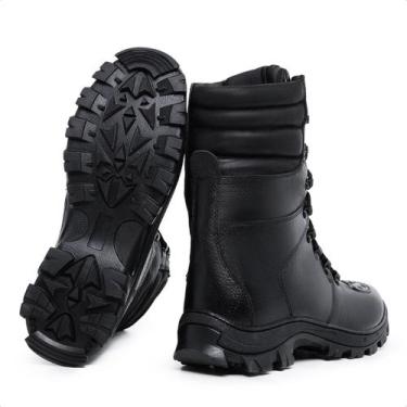 Imagem de Bota Coturno Militar Masculino Couro Legitimo Confortável Impermeável 