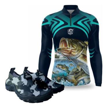 Imagem de Camisas De Pesca Proteção Uv50 Sapatilha Nautica Pescaria - DUARTE FIS