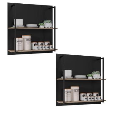 Imagem de Kit 2 Prateleiras Painel Organizador Preto Suspenso Clara Mercado dos 