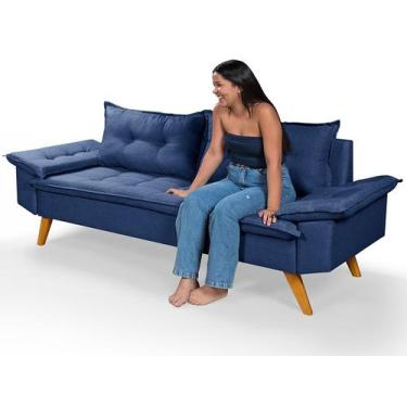 Imagem de Sofá 3 Lugares Bariloche em Linho Essencial Estofados,  Azul