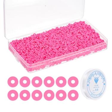 Imagem de PATIKIL 4000 unidades de kit de fabricação de pulseiras de contas de argila, 6 mm, contas espaçadoras de argila de polímero redondas preppy heishi disco com cordão elástico para fazer joias faça você