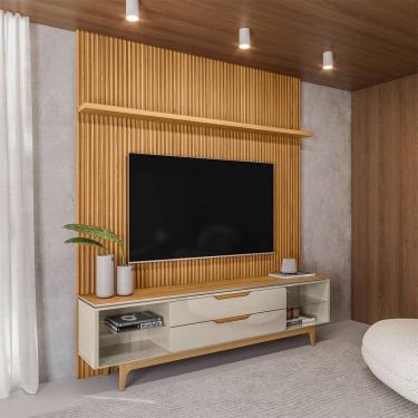 Imagem de Rack com Painel para TV até 75 Polegadas Los Angeles Tauari e Off White 219 cm