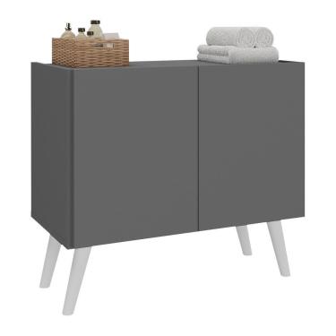 Imagem de Gabinete Armário De Banheiro 62,5cm Retrô 2 Portas Multimóveis Mp5045 Grafite/branco Grafite/branco