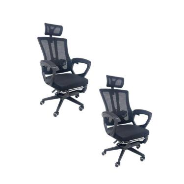 Imagem de Kit 2 Cadeiras de Escritório Presidente Executiva Oficial Paris Preto