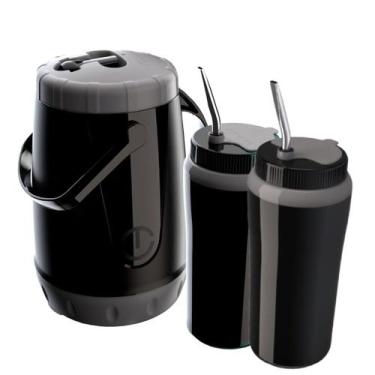 Imagem de Kit Tereré Unitermi Garrafa 2,5l + 2 Copos 650ml Bombas Inox Completo,
