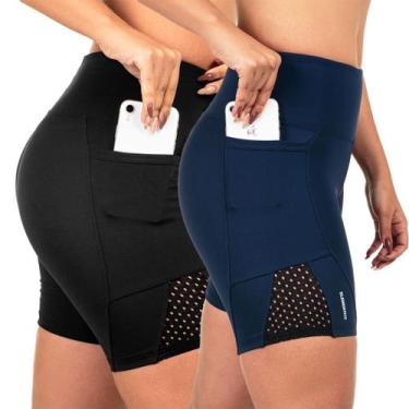 Imagem de Kit 2 Shorts Com Bolso  Feminino Corrida Suplex Tela - ElementFit, Pre