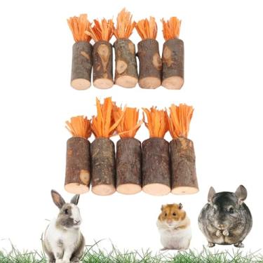 Imagem de Brinquedos para Mastigar Hamster, 10 Peças, Varas para Mastigar Coelho, Comida Orgânica Comestível, Brinquedos para Mastigar para Chinchila, Porquinhos-da-índia, Coelho, (Tipo de